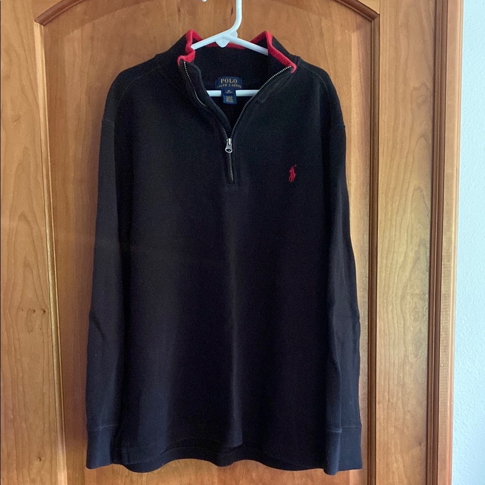 Polo by Ralph Lauren Black and Red Zip Up Sweater